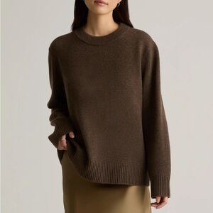 Quince Mongolian Cashmere Oversized Crewneck Sweater Brown Small